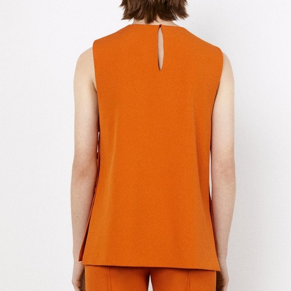 NWT Zara Sleeveless Button Orange Top Vest Casual Women's Size Medium - Picture 6 of 16